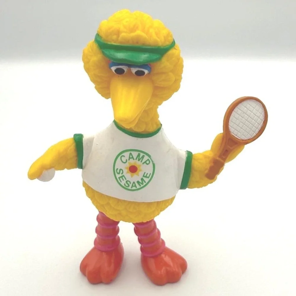 Sesame Street Big Bird Camp Sesame Tennis Player Action‎ Figure Toy 5 inch 1985